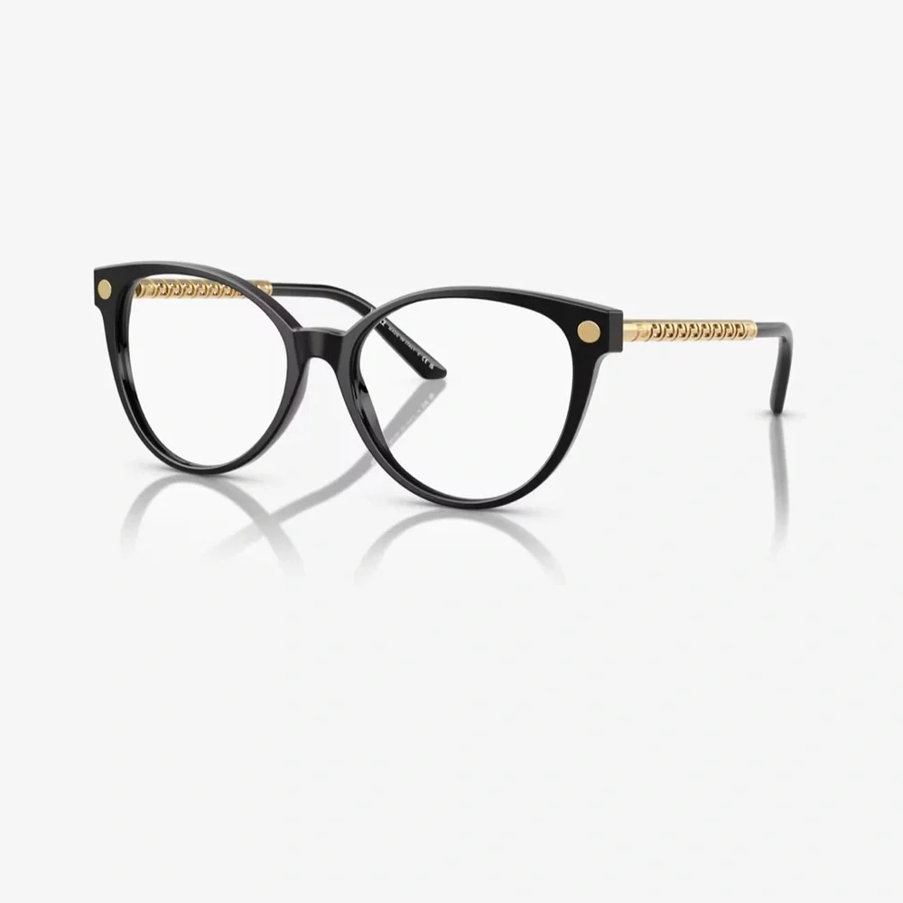 Versace Black Gold Greca Eyeglass Frames Designer Luxury Optical Women’s Glasses